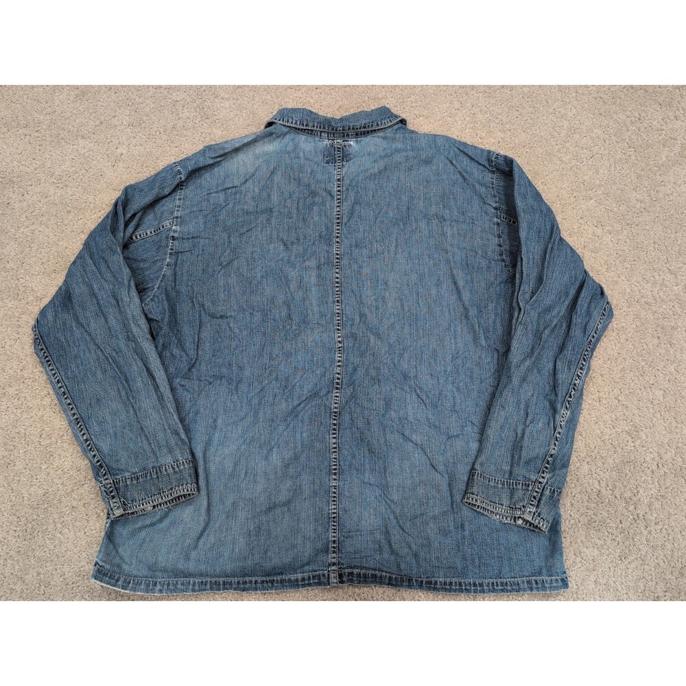 Tommy Bahama Indigo Palms Denim Chore Button Up Shacket/Jacket Distressed XXL - Picture 12 of 12